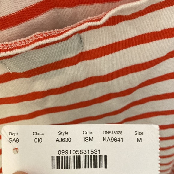Jcrew long sleeve tie back mariner cloth t shirt orange stripes women’s size M - Picture 4 of 4